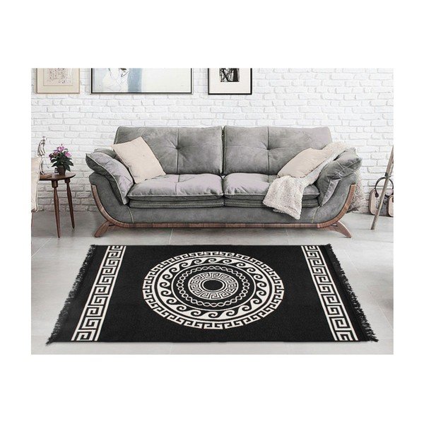 Bēši melns divpusējs paklājs Mandala, 120 x 180 cm-image-3