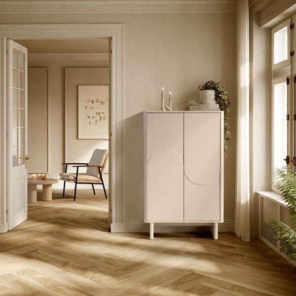 Krēmkrāsas skapītis 80x130x40 cm Solei – MOME-image-1