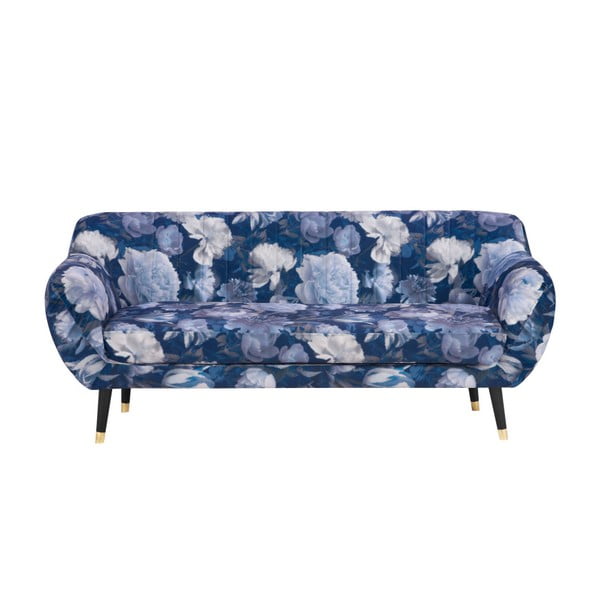 Zils trīsvietīgs dīvāns Mazzini Sofas Benito Floral
