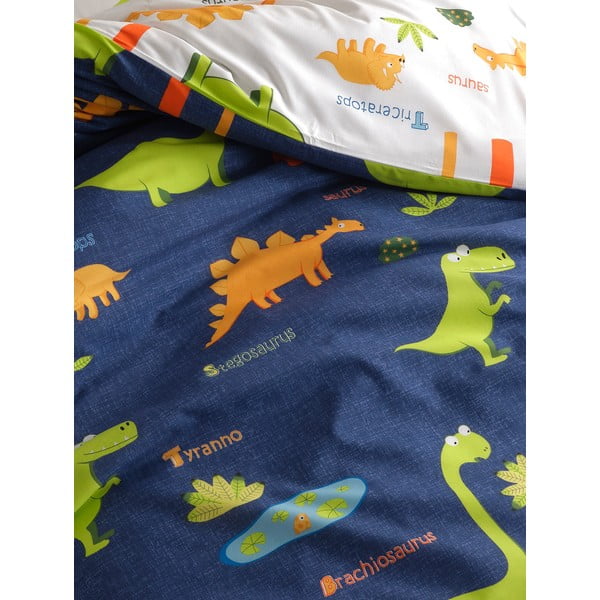 Zila vienguļamā bērnu gultas veļa 140x200 cm Dinolar – Mijolnir-image-1