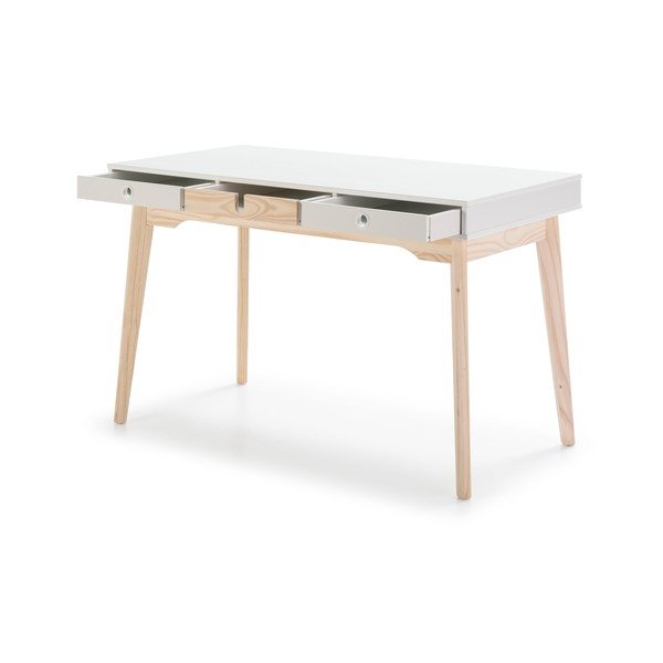 Balts rakstāmgalds ar priedes koka kājām Marckeric Kiara-image-3