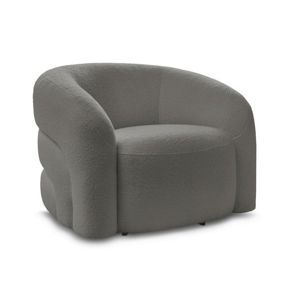 Pelēks grozāms atpūtas krēsls no buklē auduma Elina – Bobochic Paris