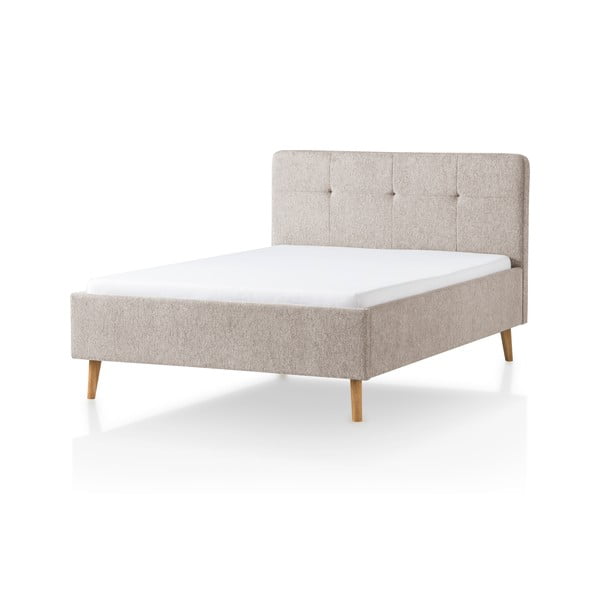 Pelēka/brūna polsterēta divvietīga gulta 140x200 cm Smart – Meise Möbel