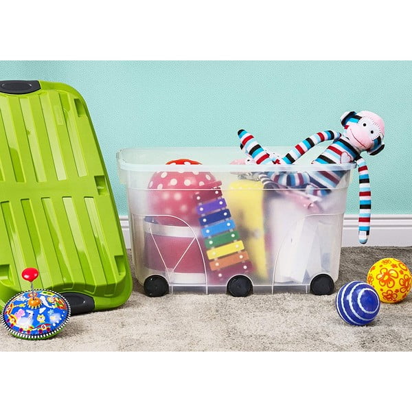 Plastmasas uzglabāšanas kaste ar vāku uz riteņiem 57 l Roller – Rotho-image-1