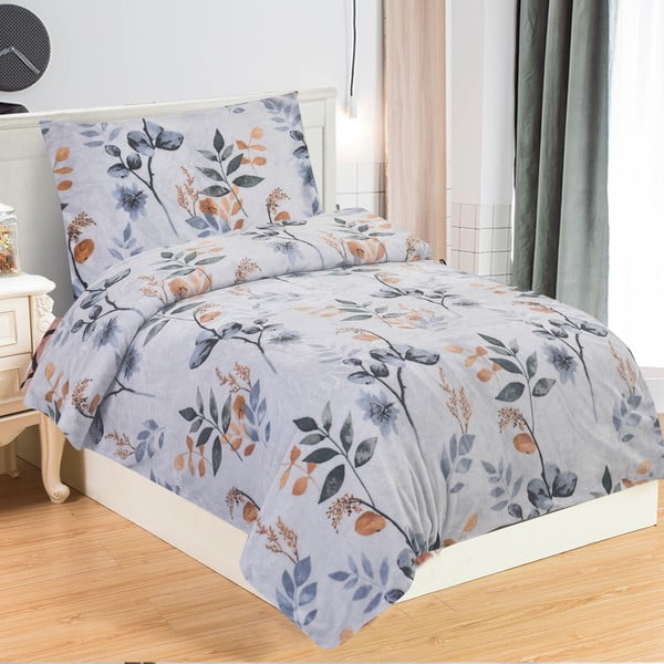 Dūmakaini zila vienguļamā mikroplīša gultas veļa 140x200 cm Greta – My House