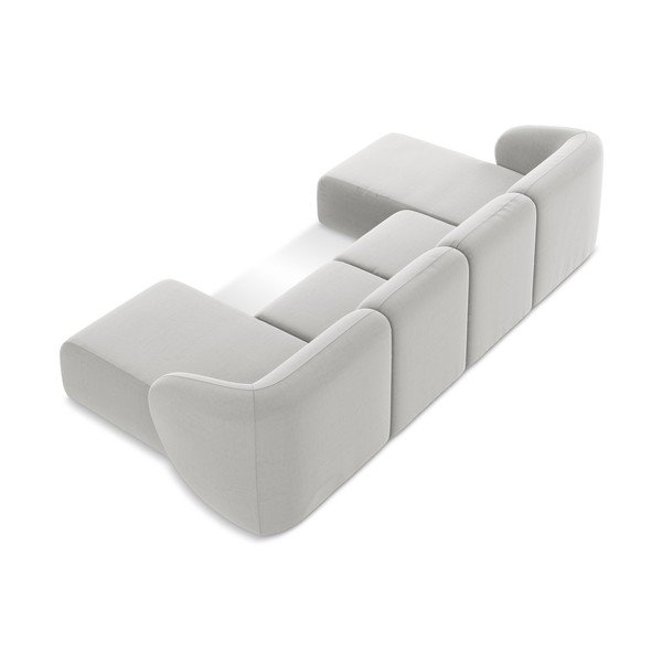 Gaiši pelēks samta (U veida) stūra dīvāns Lani – Makamii-image-3