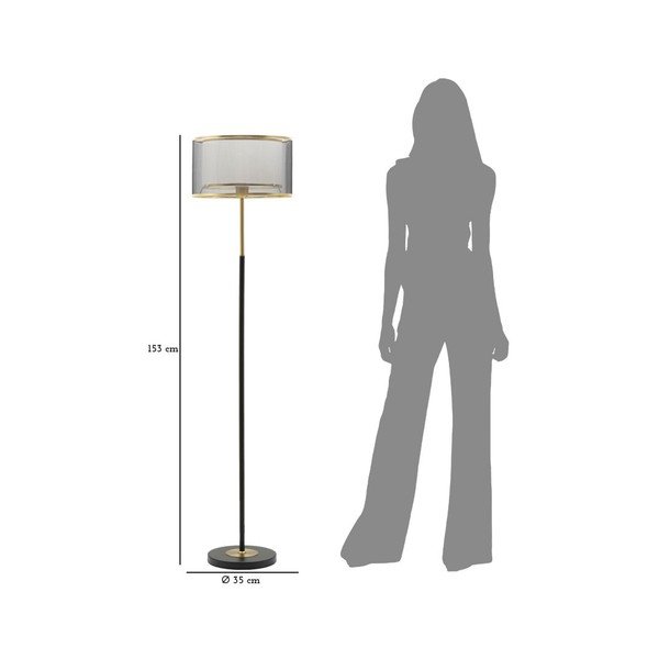 Melna/zelta krāsas stāvlampa ar auduma abažūru (augstums 153 cm) Levels – Mauro Ferretti-image-4