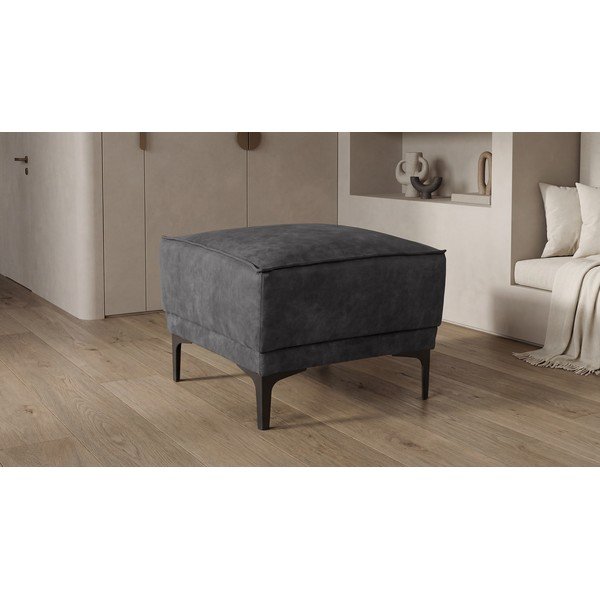 Antracīta pelēks pufs no ādas imitācijas Copenhagen – Scandic-image-4