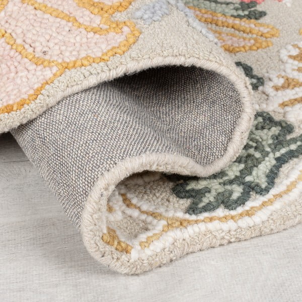 Gaiši rozā ar rokām darināts vilnas paklājs 120x170 cm Daphne Shaped Floral – Flair Rugs-image-3
