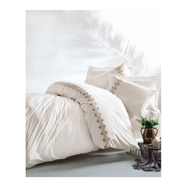 Kokvilnas gultasveļas komplekts divvietīgai gultasveļai ar palagu Freia, 200 x 220 cm