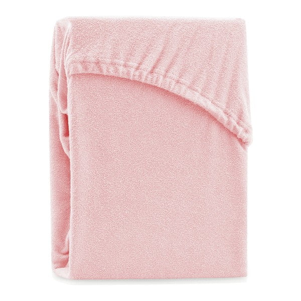 Gaiši rozā frotē palags ar gumiju 160x200 cm Ruby – AmeliaHome