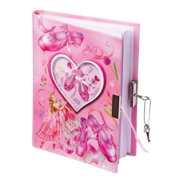 Bērnu rozā dienasgrāmata ar slēdzeni un 2 atslēgām Legler baleta apavi