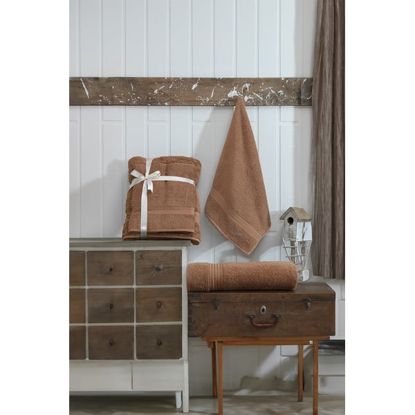 Brūni frotē kokvilnas dvieļu komplekts (2 gab.) – Foutastic-image-2