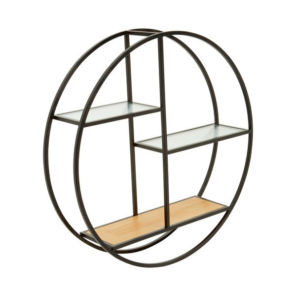 Melns/dabīga toņa daudzlīmeņu metāla sienas plaukts 61 cm Mataram – Premier Housewares