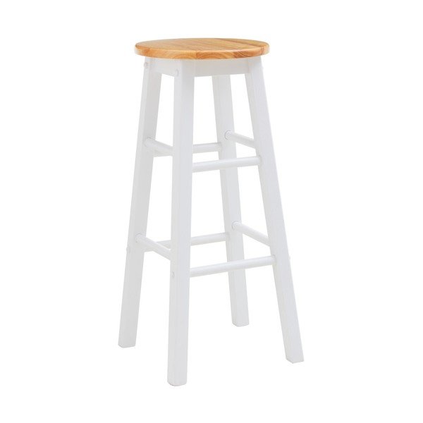Balta/dabīga toņa gumijkoka masīvkoka bāra taburete (sēdekļa augstums 74 cm) Chester – Premier Housewares