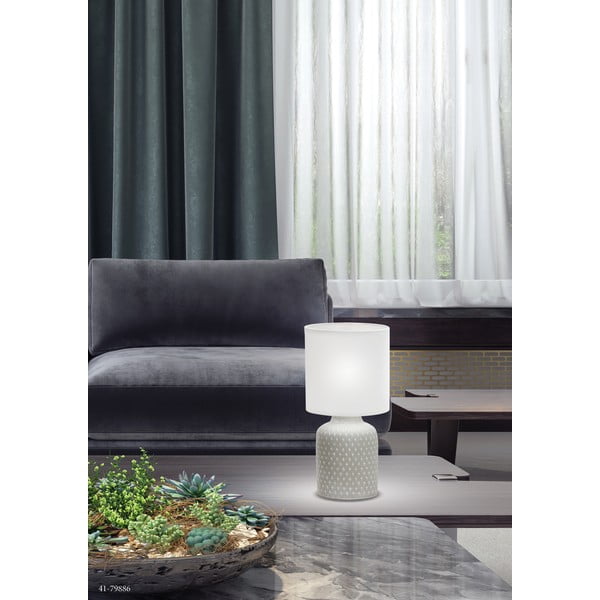 Pelēka galda lampa ar auduma abažūru (augstums 32 cm) Iner – Candellux Lighting-image-1