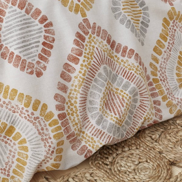 Oranži bēša kokvilnas gultas veļa 200x200 cm Ziri Geo – Pineapple Elephant-image-4