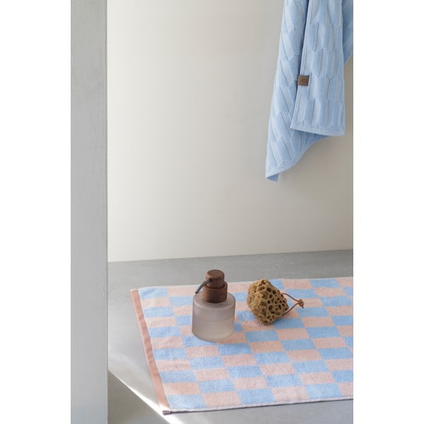 Zils/rozā vannas istabas paklājiņš no organiskās kokvilnas 50x80 cm Retro – Mette Ditmer Denmark-image-1
