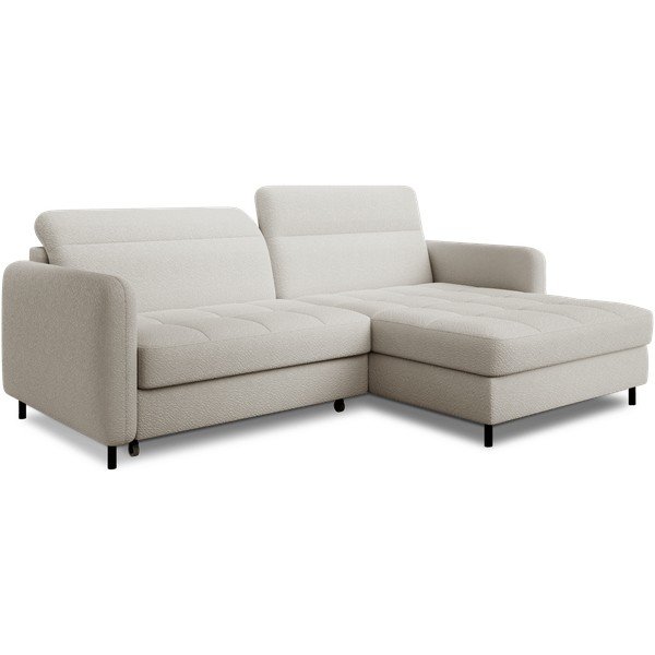 Krēmkrāsas salokāms/ar uzglabāšanas vietu stūra dīvāns no buklē auduma (ar labo stūri/ar zvilni) Gomsi – ELTAP-image-2