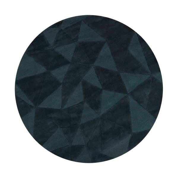 Zilganzaļš ar rokām darināts vilnas apaļš paklājs ø 160 cm Shard Teal – Flair Rugs