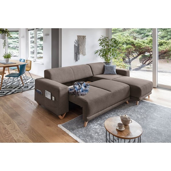 Brūns salokāms/ar uzglabāšanas vietu stūra dīvāns Classy Sophie – Miuform-image-4