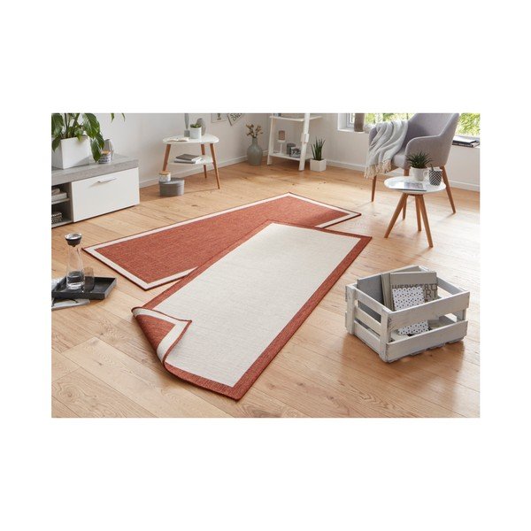 Sarkans un krēmkrāsas āra paklājs NORTHRUGS Panama, 80 x 250 cm-image-4