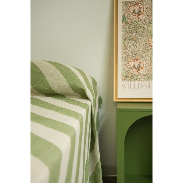 Zaļš/bēšs gultas pārklājs divguļamai gultai 240x240 cm Green Lines – Really Nice Things