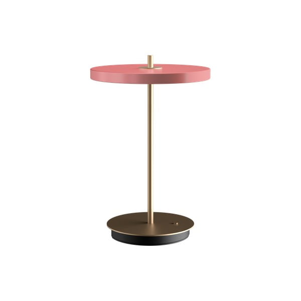 Rozā LED galda lampa ar regulējamu spilgtumu un metāla abažūru (augstums 31 cm) Asteria Move – UMAGE
