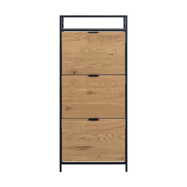 Dabīga toņa atverams apavu plaukts ar ozolkoka imitāciju Seaford – Actona-image-2