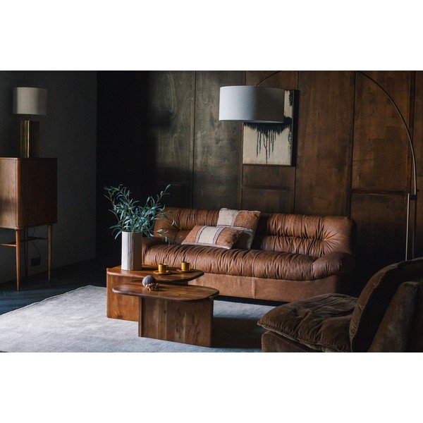 Konjakbrūns ādas dīvāns 214 cm Douglas – Dutchbone-image-1