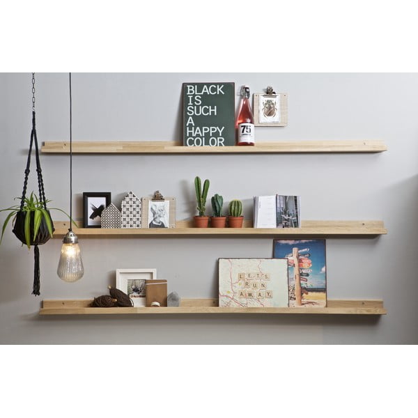 Dabīga toņa bilžu ozola masīvkoka sienas plaukts 170 cm Photoframe – vtwonen-image-1