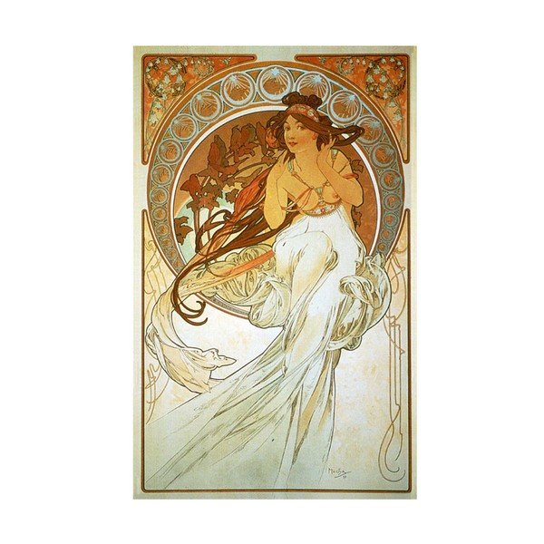 Alfons Mucha, glezna "Mūzika", 50x80 cm