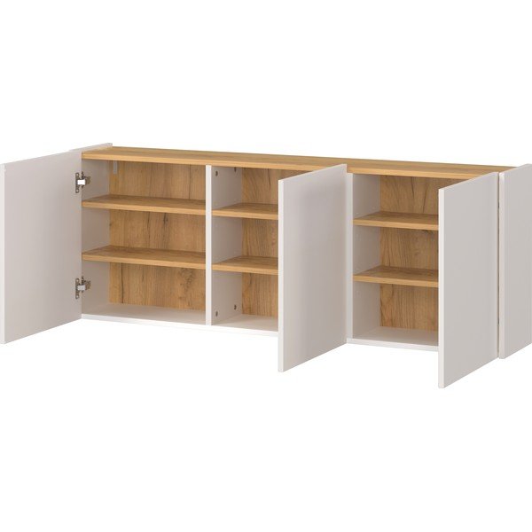 Krēmkrāsas piekarināms skapītis ar ozolkoka imitāciju 138x52x25 cm Libbiano – Germania-image-2