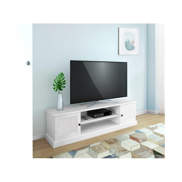 Balts priedes masīvkoka TV galdiņš 45x40 cm Mille – Støraa-image-1