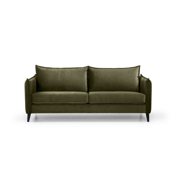 Haki zaļš samta dīvāns Scandic Leo, 208 cm