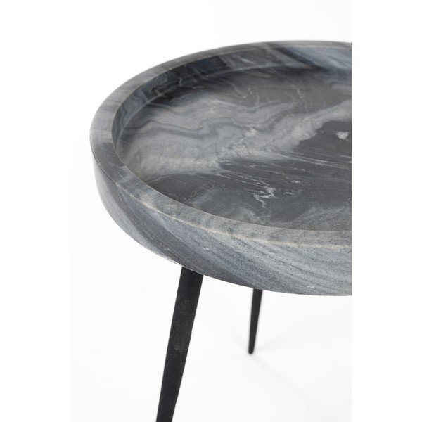 Apaļš sānu galdiņš ar marmora virsmu ø 33 cm Karrara – White Label-image-3