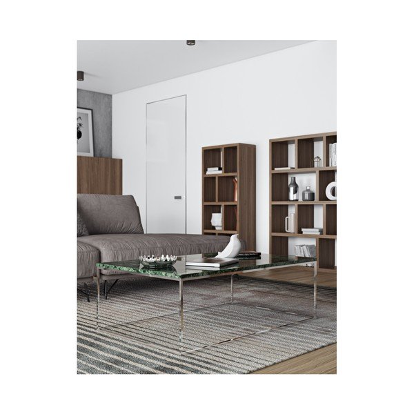 Kafijas galdiņš ar hromētu pamatni un zaļu marmora virsmu TemaHome Prairie, 75 x 120 cm-image-3