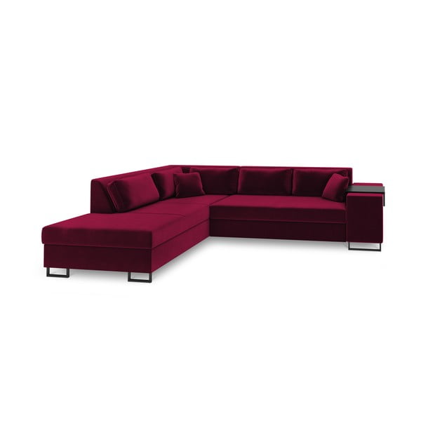 Sarkana samta izvelkamais stūra dīvāns Cosmopolitan Design York, kreisais stūris