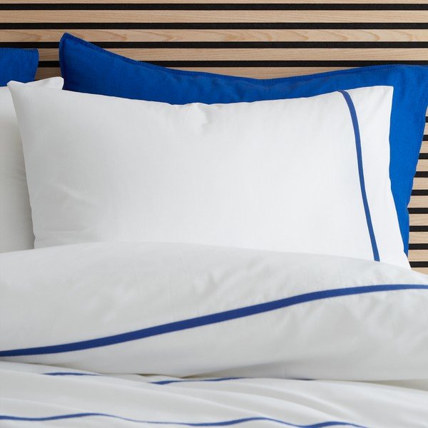 Balta/zila vienguļamā kokvilnas gultas veļa 135x200 cm Herringbone Trim Stripe – Content by Terence Conran-image-2
