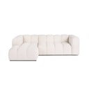 Krēmkrāsas samta stūra dīvāns (ar kreiso stūri/ar zvilni) Cube – Bonami Selection