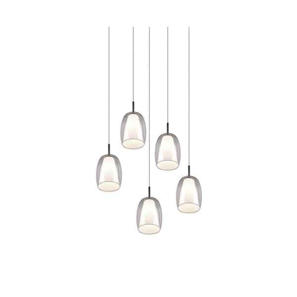 Sudraba krāsas piekaramā lampa ar stikla abažūru ø 48 cm Barret – Trio Select-image-2