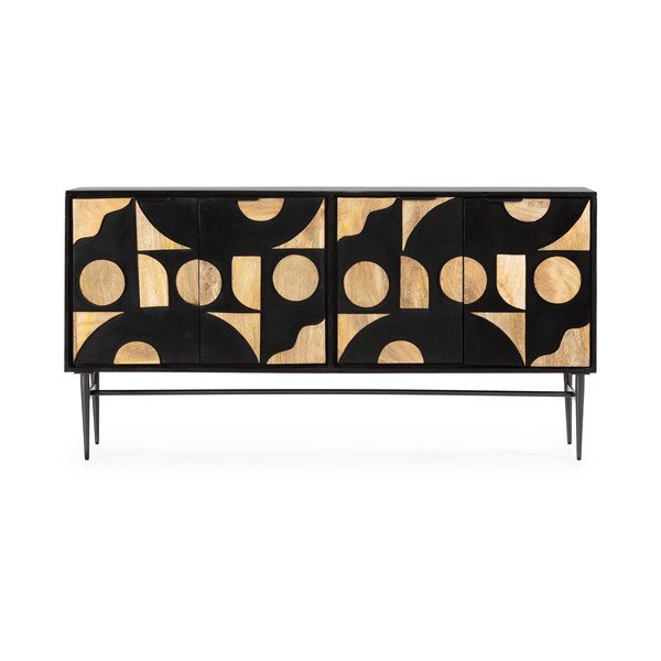 Melna mango masīvkoka kumode 175x90x40 cm Navya – MOME
