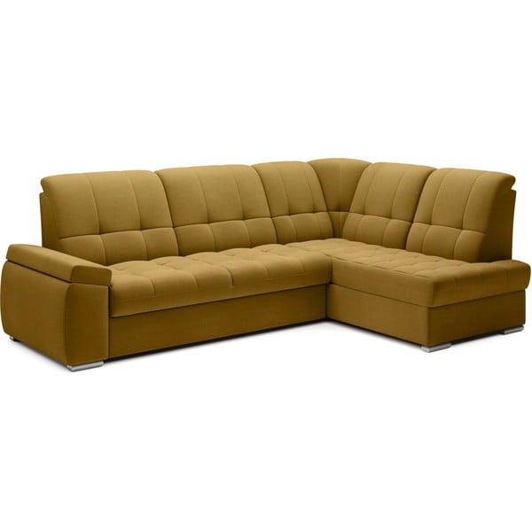 Dzeltens samta salokāms/ar uzglabāšanas vietu stūra dīvāns (ar labo stūri/L veida) Sado – ELTAP-image-2