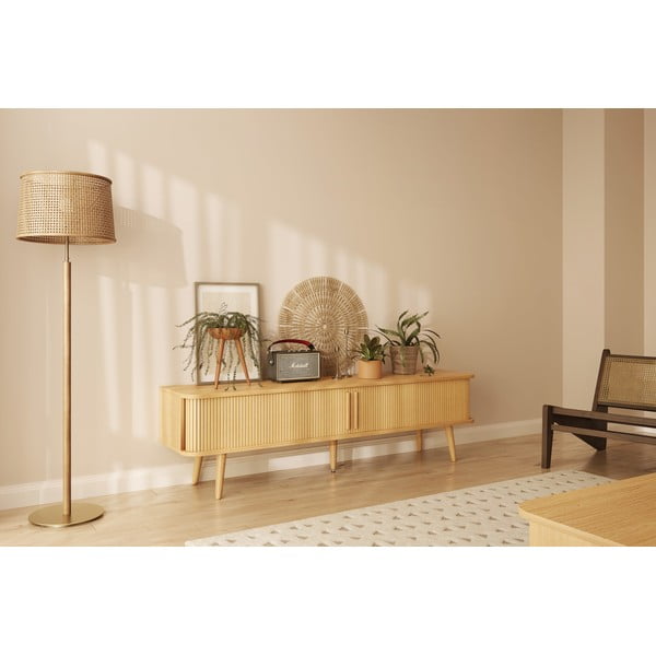 Dabīga toņa TV galdiņš ar ozolkoka imitāciju 178x50x40 cm Rove – Woodman-image-1