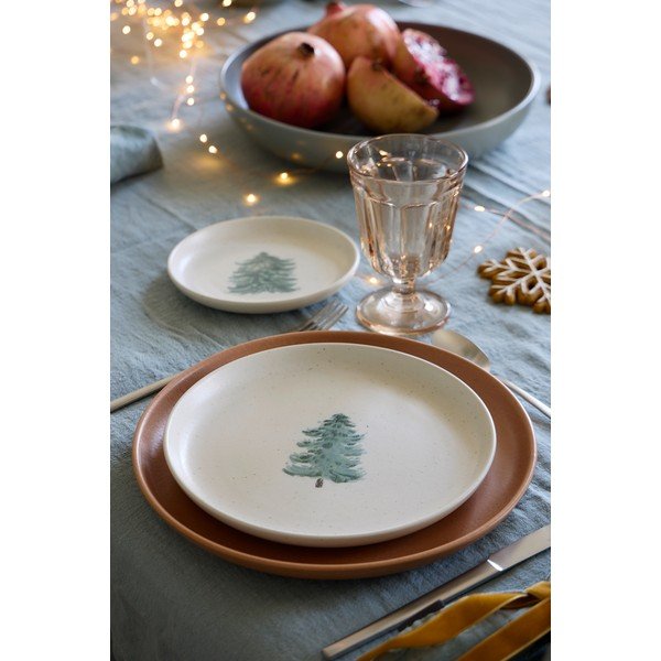 Krēmkrāsas deserta akmensmasas šķīvji (4 gab.) ar Ziemassvētku motīvu ø 22 cm Pacifica Christmas Tree – Casafina-image-3