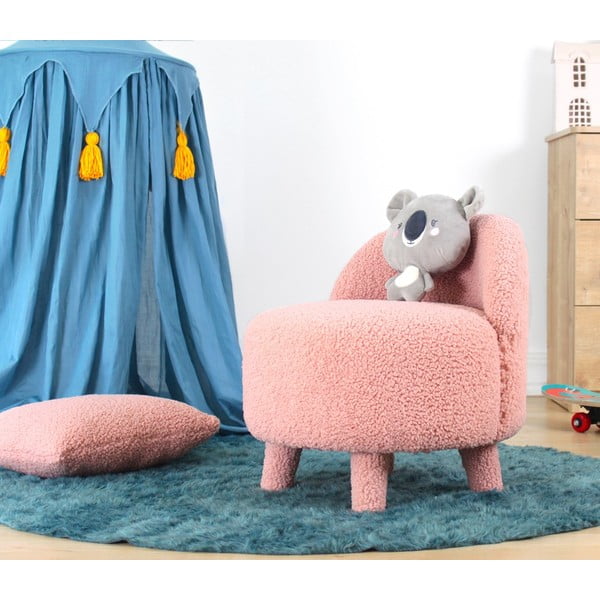 Gaiši rozā bērnu atpūtas krēsls no buklē auduma Moouv – Artie-image-1