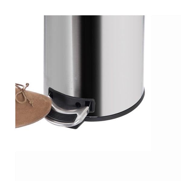 Spīdīgas sudraba krāsas nerūsējošā tērauda atkritumu tvertne ar pedāli 3 l – Orion-image-2