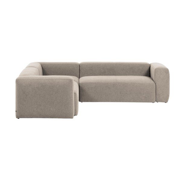 Bēšs stūra dīvāns no šenila auduma Blok – Kave Home