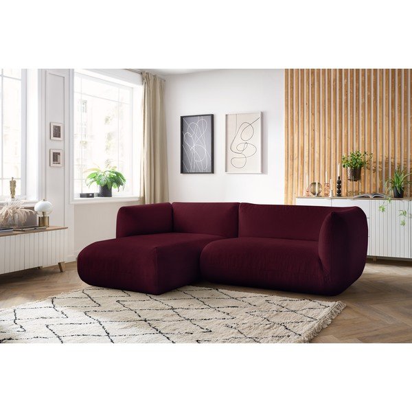 Bordo sarkans velveta stūra dīvāns (kreisais stūris) Lecomte – Bobochic Paris-image-1