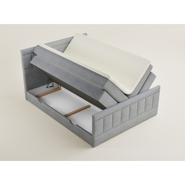 Pelēka atsperu gulta ar veļas kasti 160x200 cm Caya – Maison de Rêve-image-3